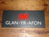 Welsh Slate House Name Sign with Welsh Dragon